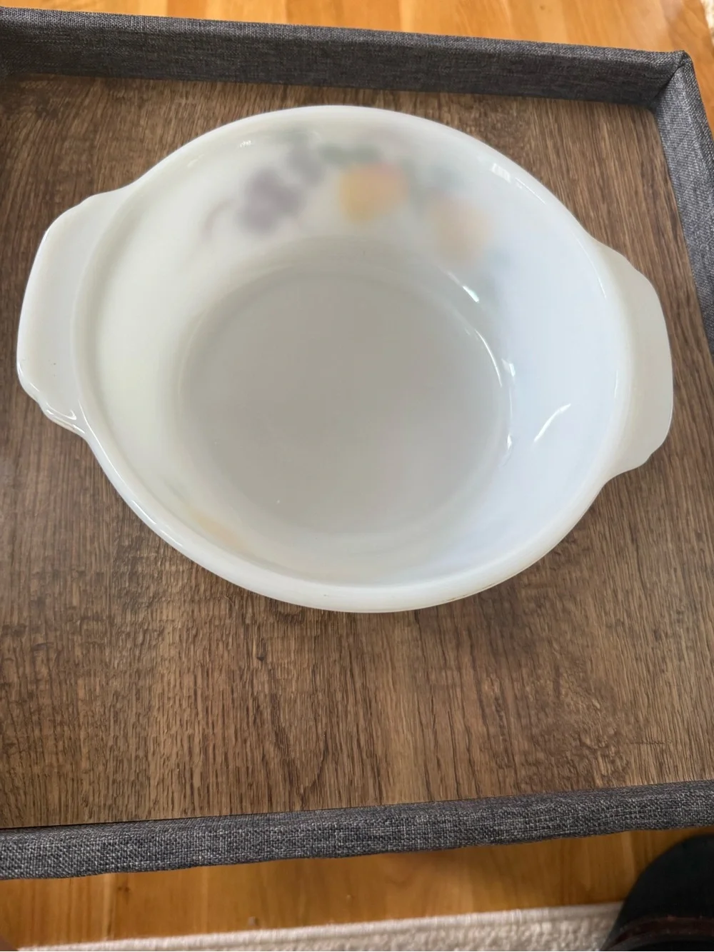 Vintage Anchor Hocking Fire King | Fruit Pattern Casserole Dish | 1.5 QT